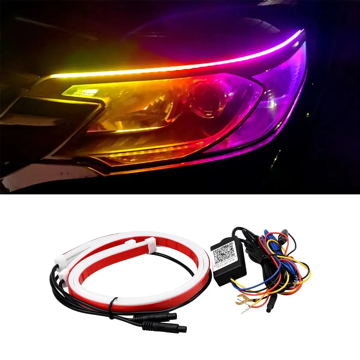 2Pcs Multifunctional Led Drl With Turn Signal Remote Control