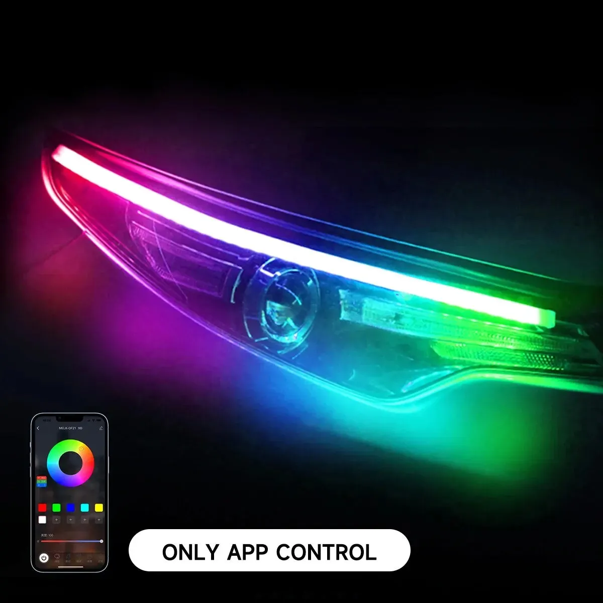 2Pcs Multifunctional Led Drl With Turn Signal Remote Control