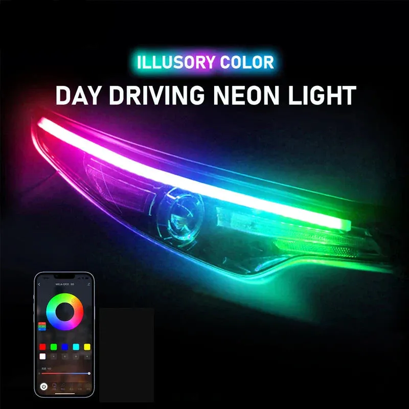 2Pcs Multifunctional Led Drl With Turn Signal Voice Control