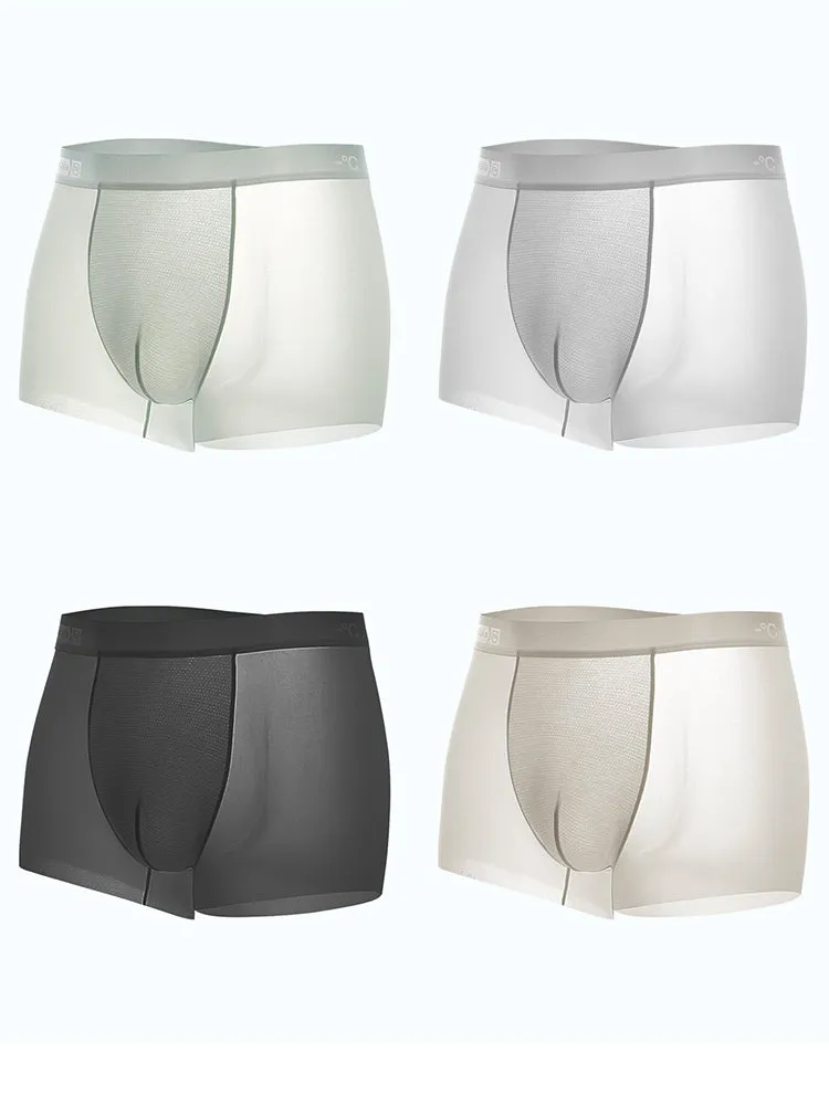 4 Pack Men's Breathable Ice Silk Antibacterial Sports Trunks