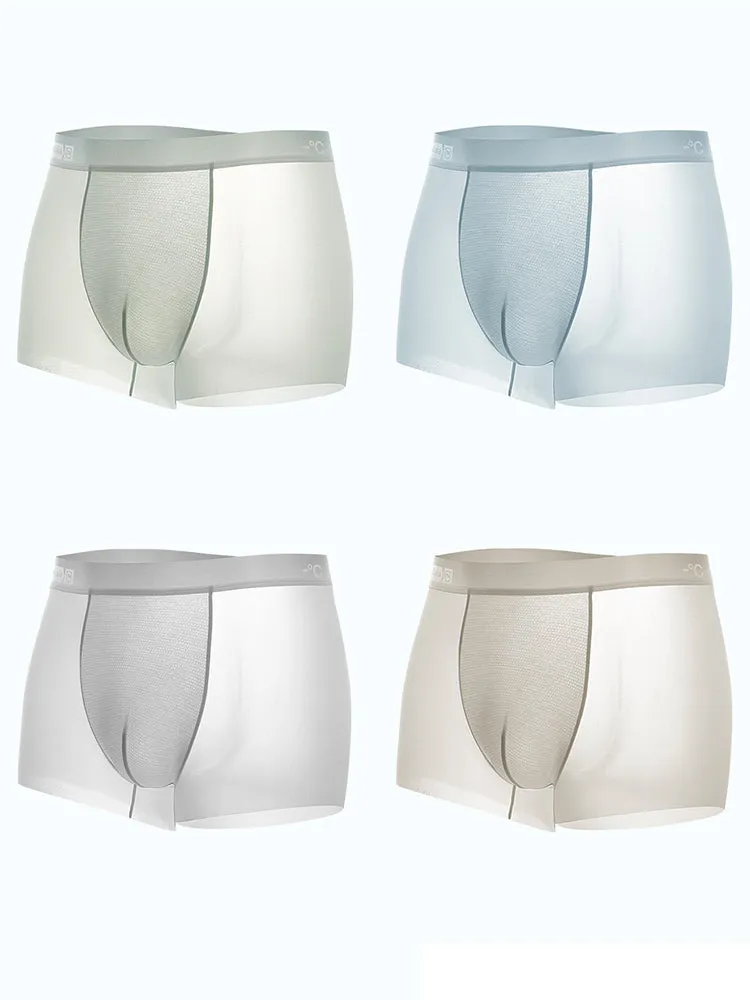 4 Pack Men's Breathable Ice Silk Antibacterial Sports Trunks