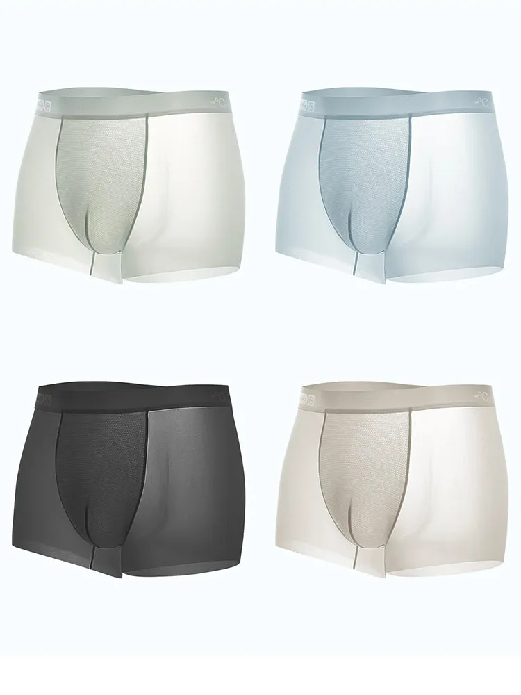 4 Pack Men's Breathable Ice Silk Antibacterial Sports Trunks