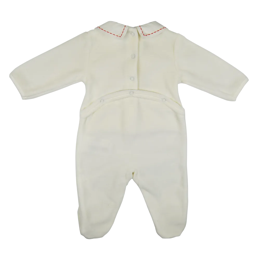 Absorba Cream & Red Velour Babygrow