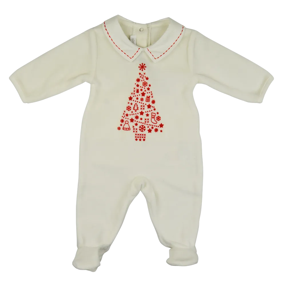 Absorba Cream & Red Velour Babygrow
