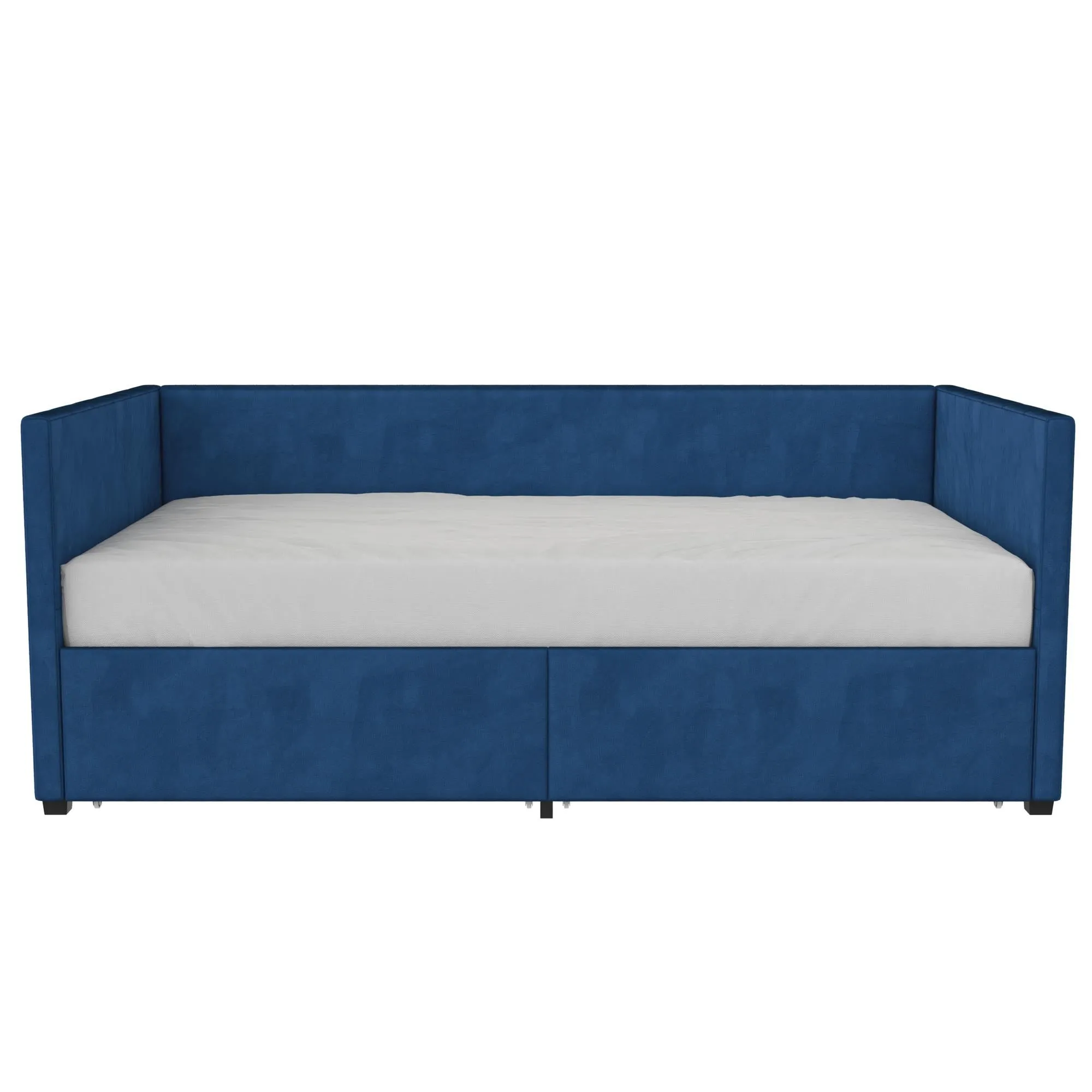 Arliss Modern Glam Tuxedo Daybed with Storage, Twin, Blue Velvet