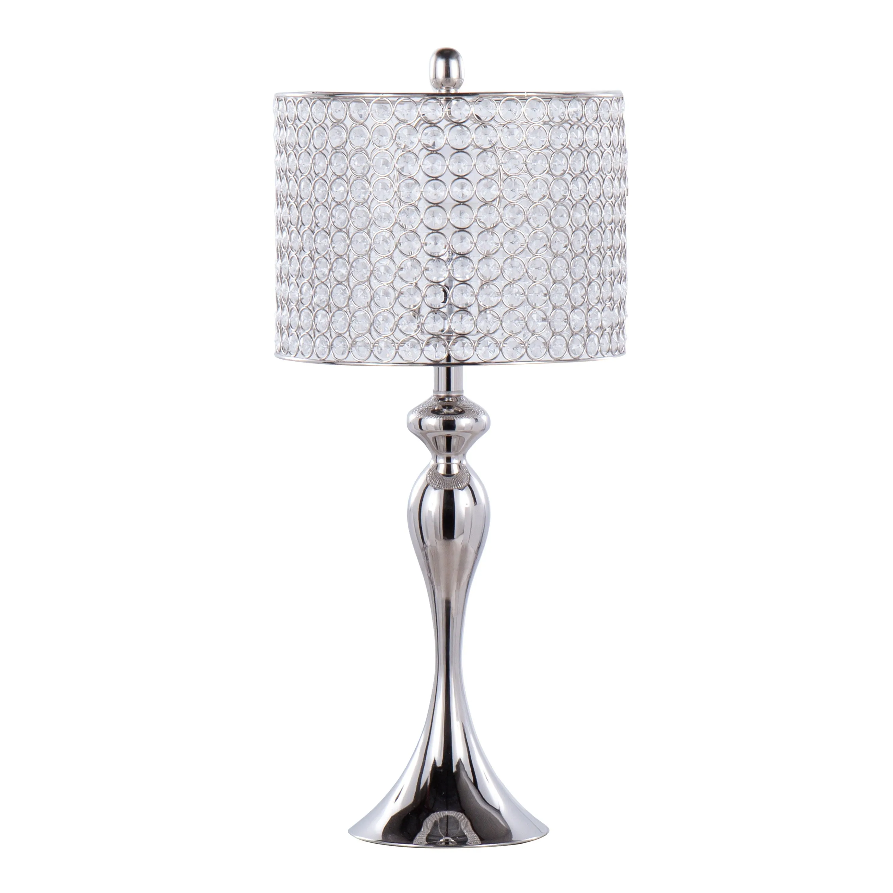 Ashland - Contemporary Table Lamp Round Clear Crystal Beads (Set of 2) - Polished Nickel by Couch.com