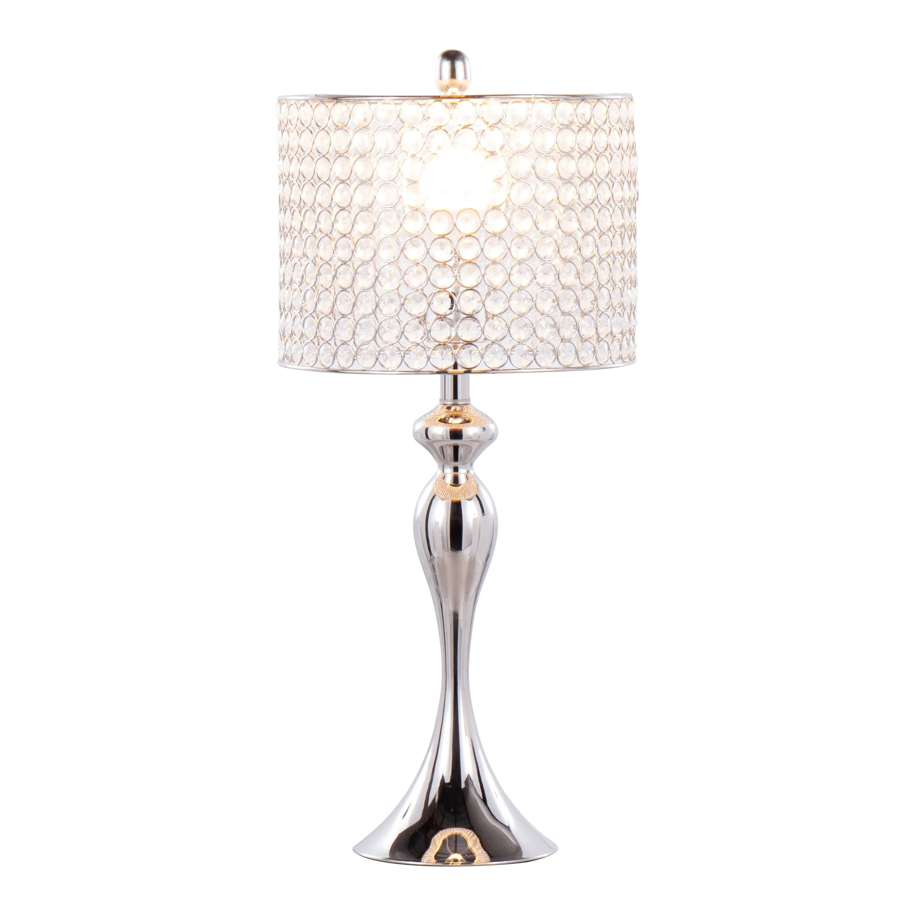Ashland - Contemporary Table Lamp Round Clear Crystal Beads (Set of 2) - Polished Nickel by Couch.com