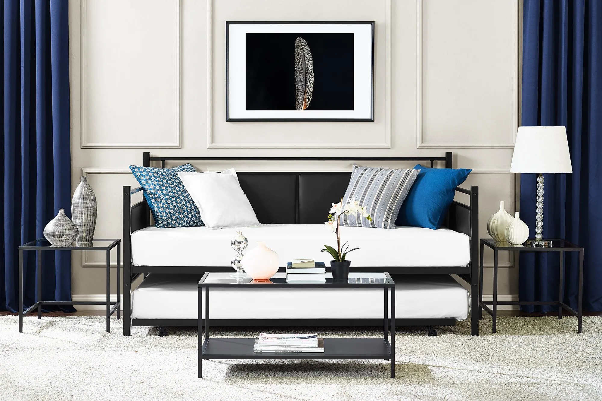 Astoria Metal and Upholstered Daybed with Trundle
