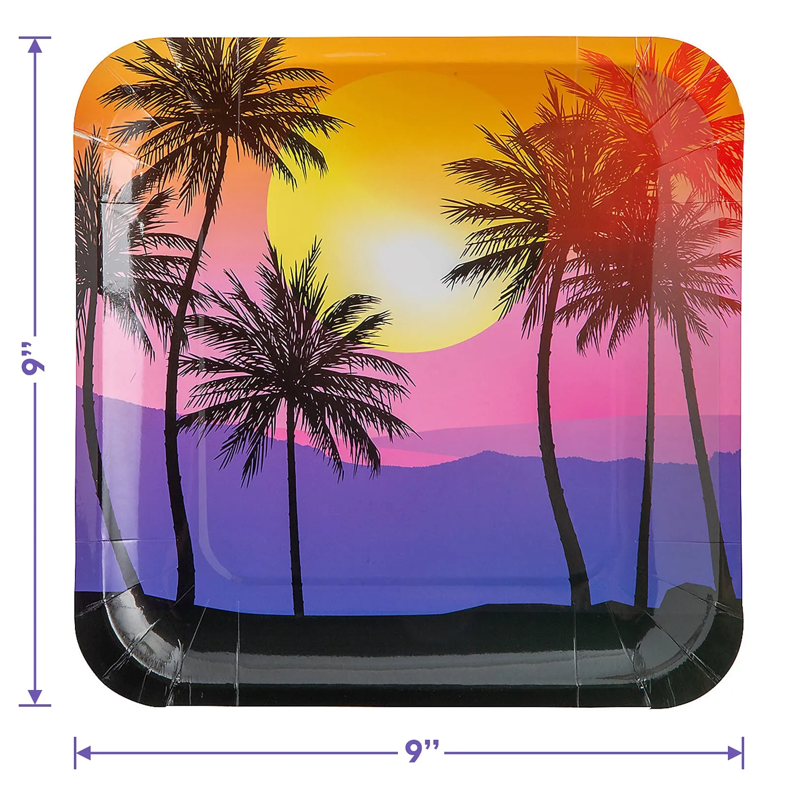 Boho Sunset Desert Palm Paper Dinner Plates and Dinner Napkins (Serves 16)