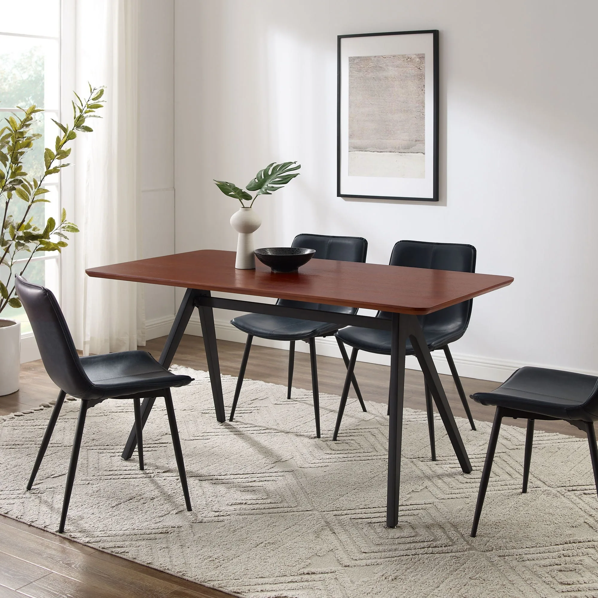 Contemporary V Leg Veneer Dining Table - Dark Walnut by Couch.com