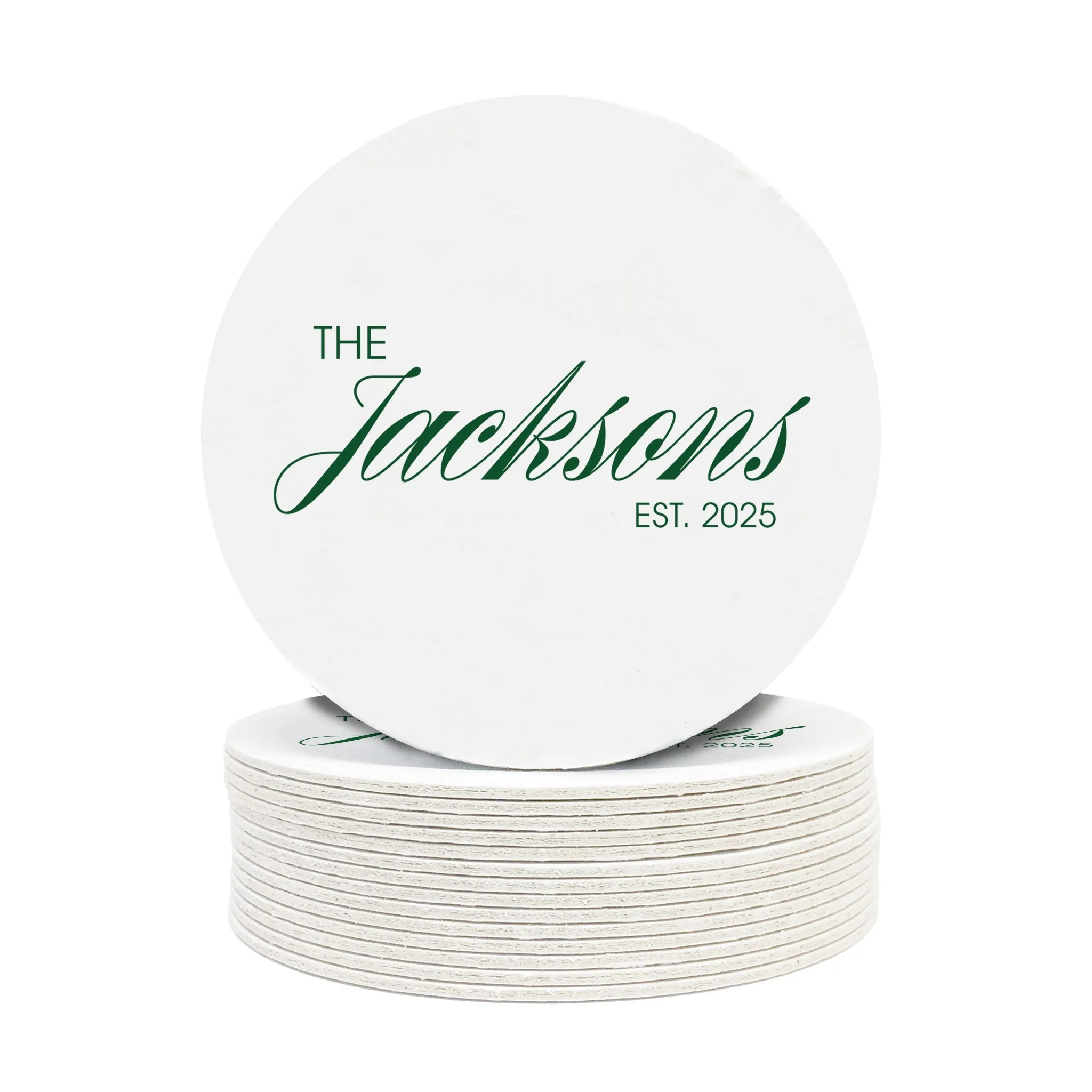 Custom Last Name and Established Year Wedding Coasters