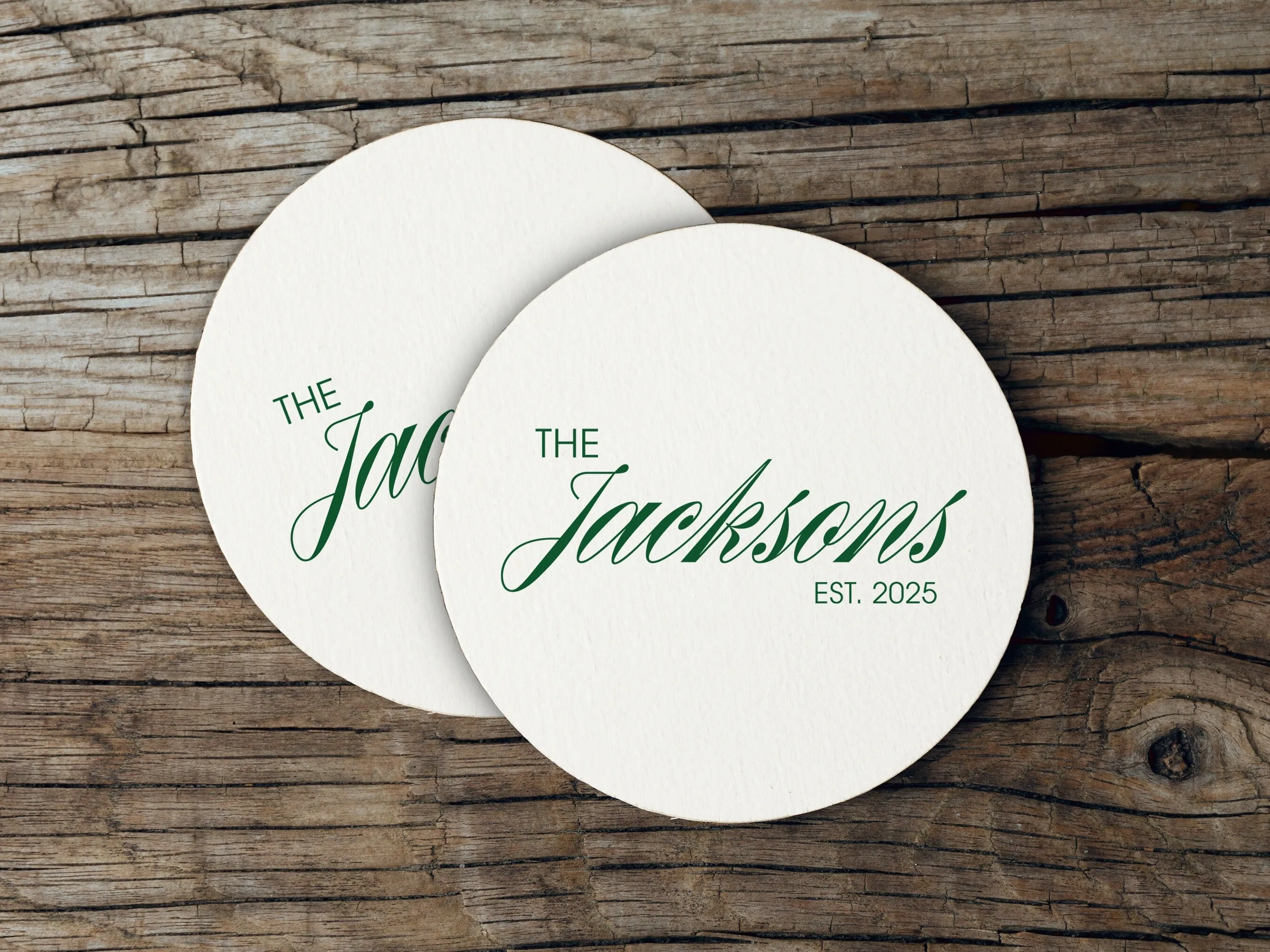 Custom Last Name and Established Year Wedding Coasters