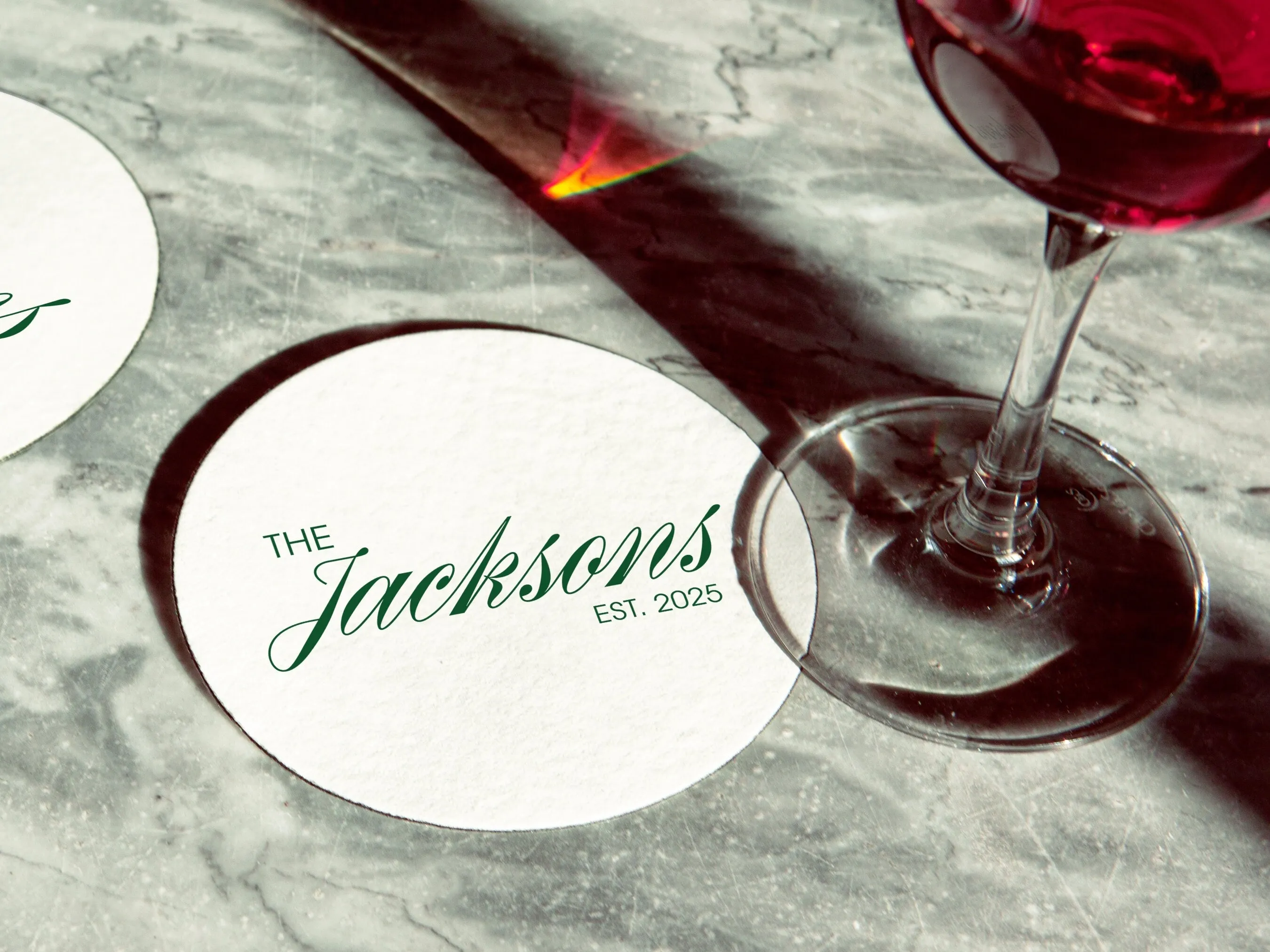 Custom Last Name and Established Year Wedding Coasters