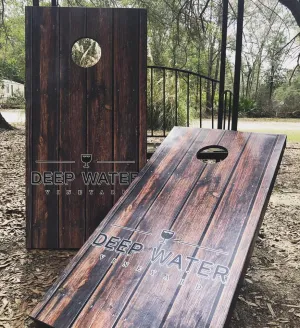 Custom Rustic Wood Style Cornhole Set With Bean Bags