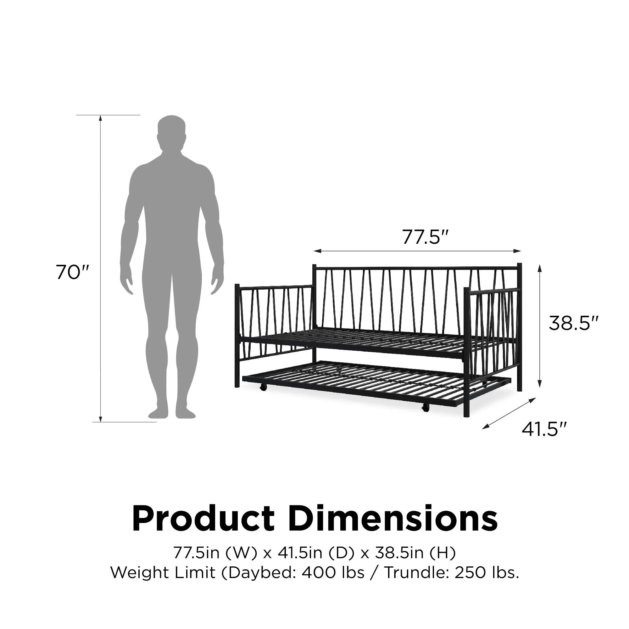 Fairfax Metal Daybed and Trundle