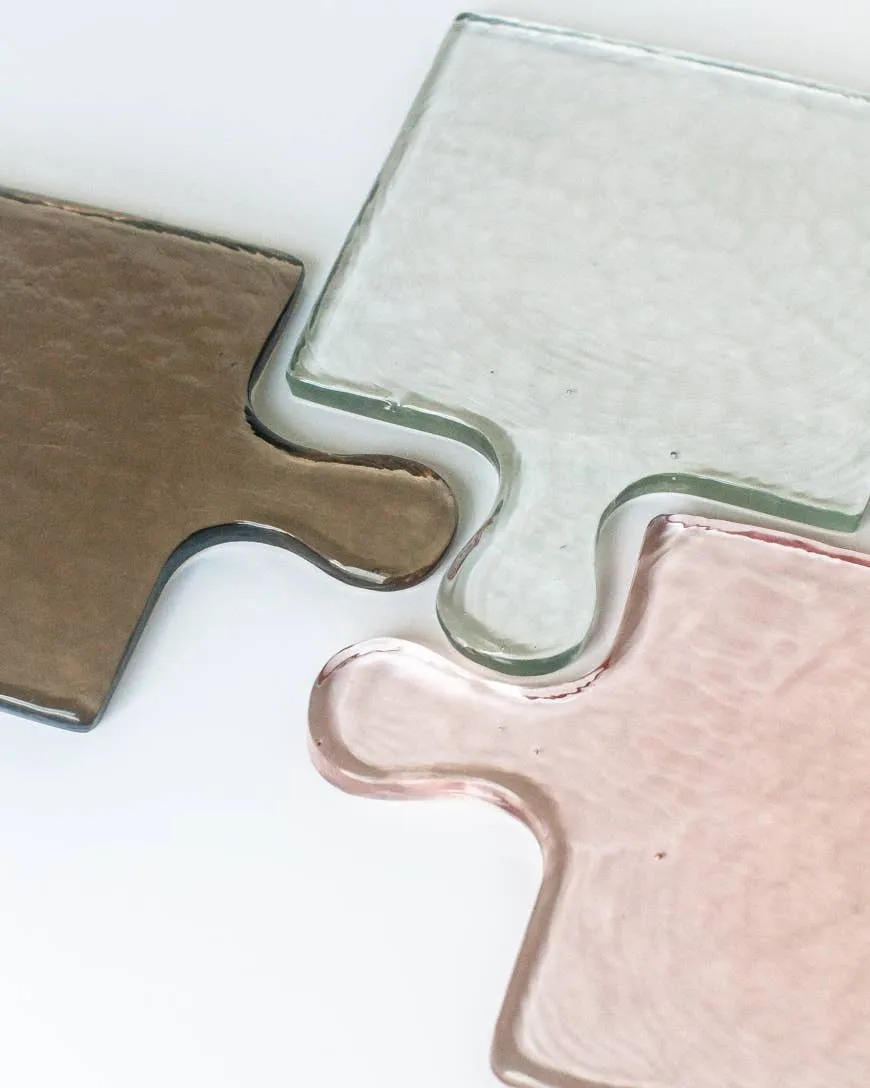 Handblown Hammered Glass Serving Tray - Blush