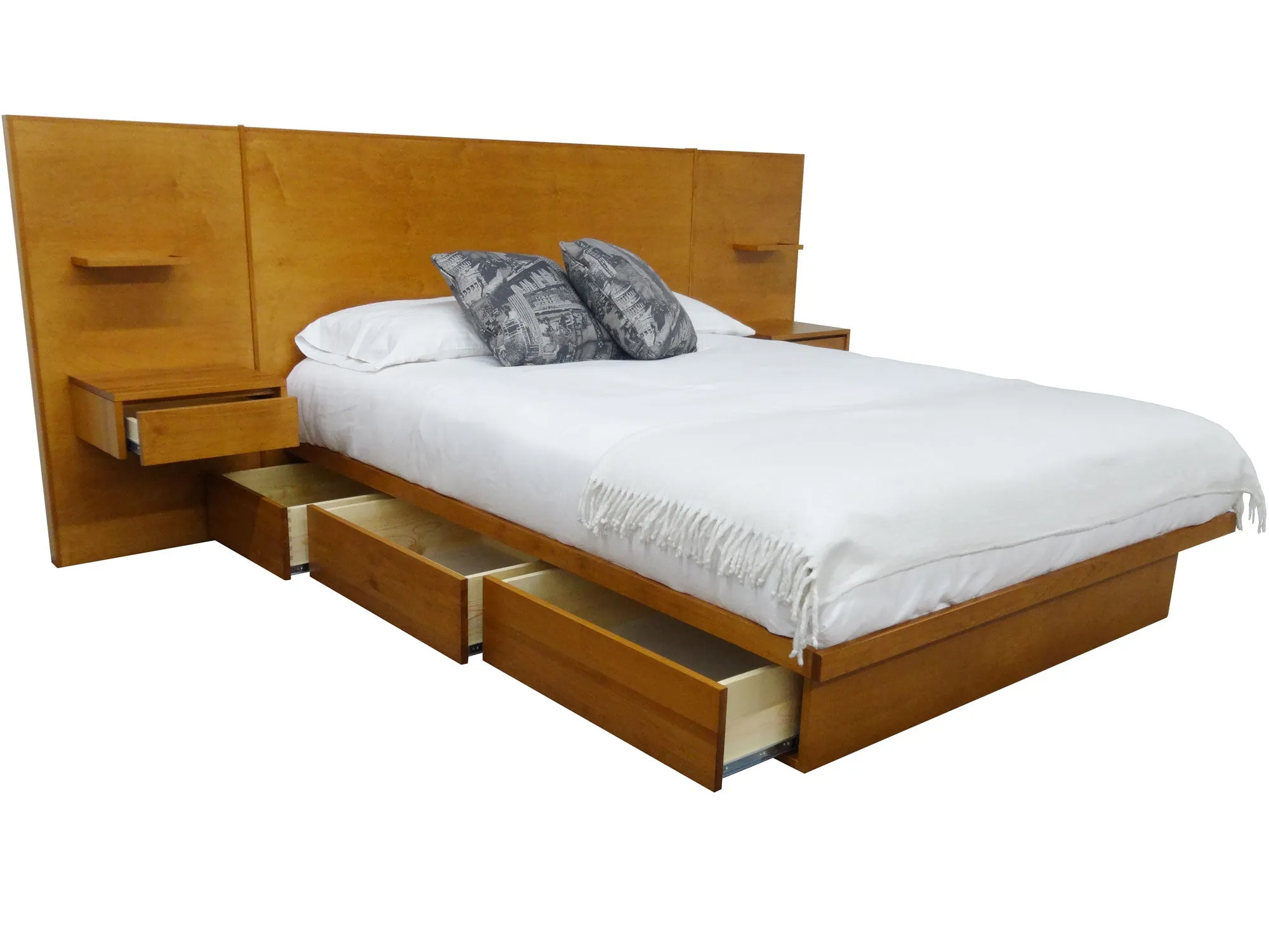 LA Bed, Headboard & Nightstands
