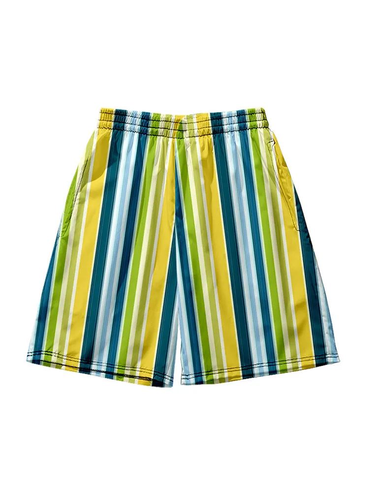 Men's Multicolor Stripe Leisure Swim Shorts