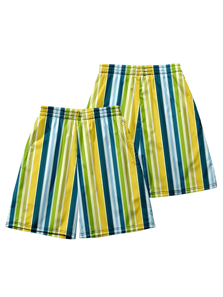 Men's Multicolor Stripe Leisure Swim Shorts