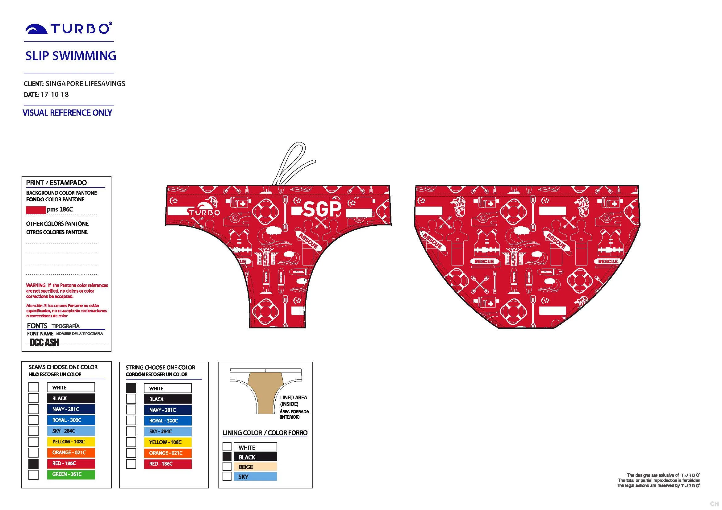 Past Custom Designed - Lifesaving SG 2018 Boys/Men Swim Trunks No Name (Pre-Order)