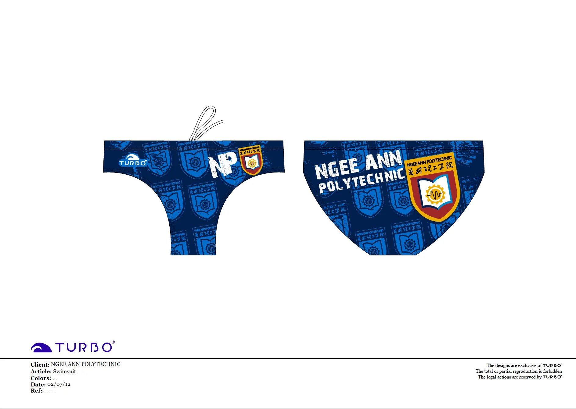 Past Custom Designed - NP 2012 Boys/Men Swimming Trunks without Name (Pre-Order)