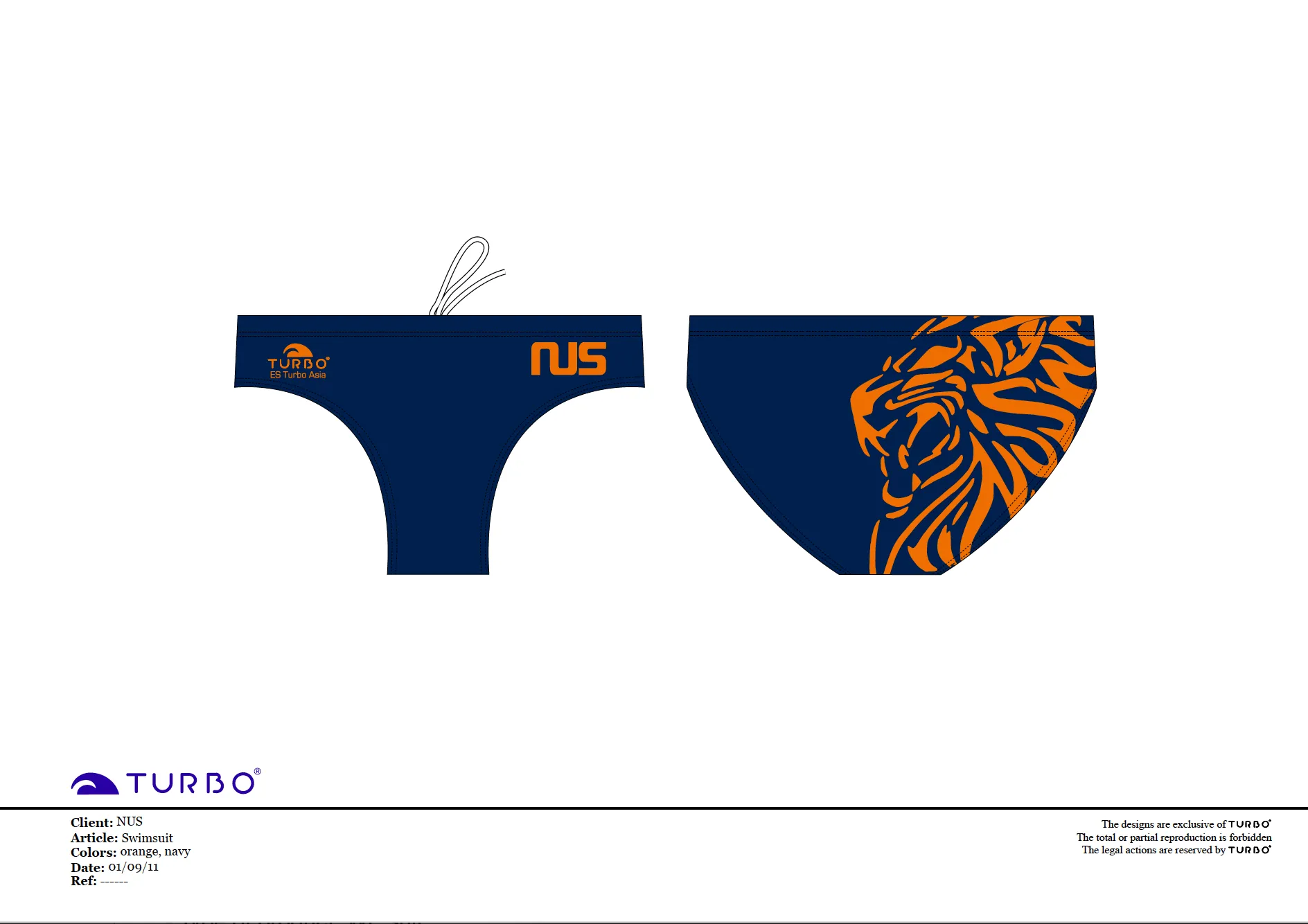 Past Custom Designed - NUS 2011 Boys/Men WP Trunks No Name (Pre-Order)