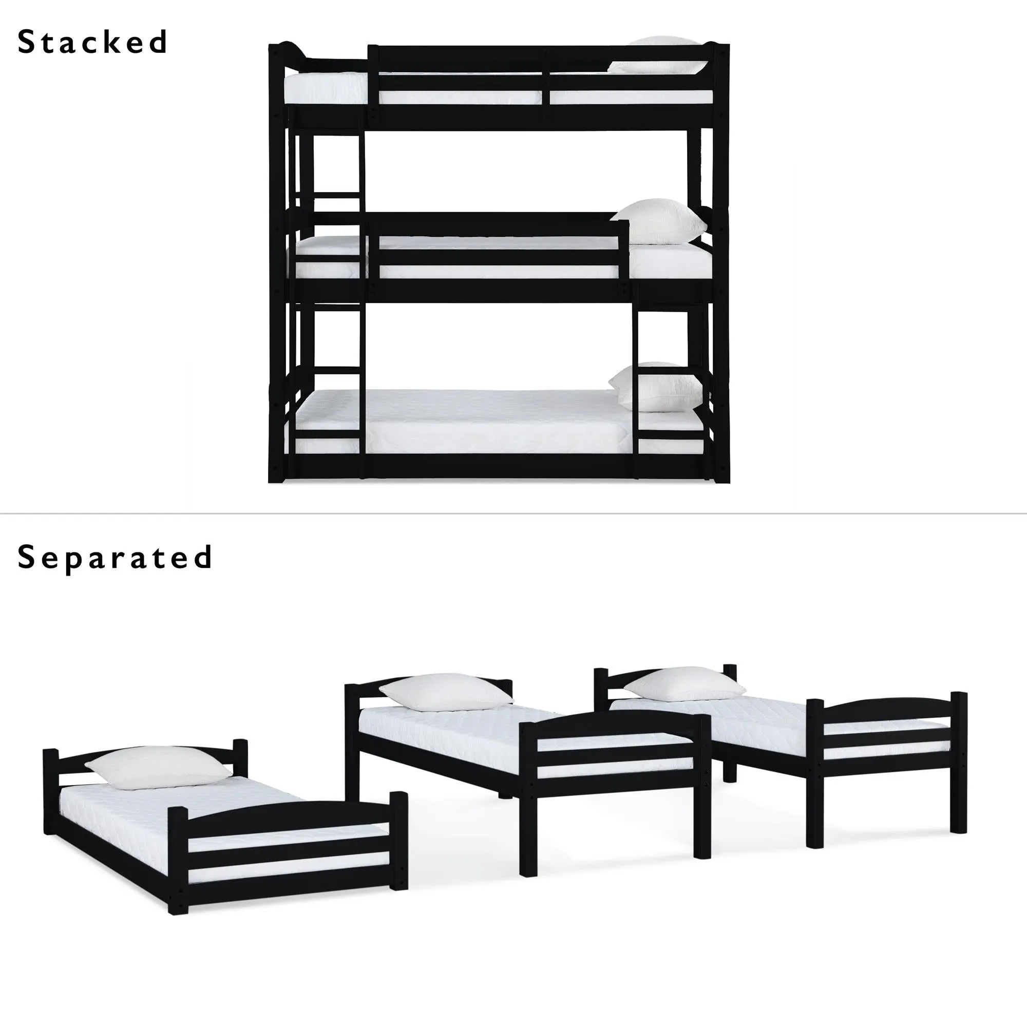 Sierra Convertible Triple Wood Bunk Bed