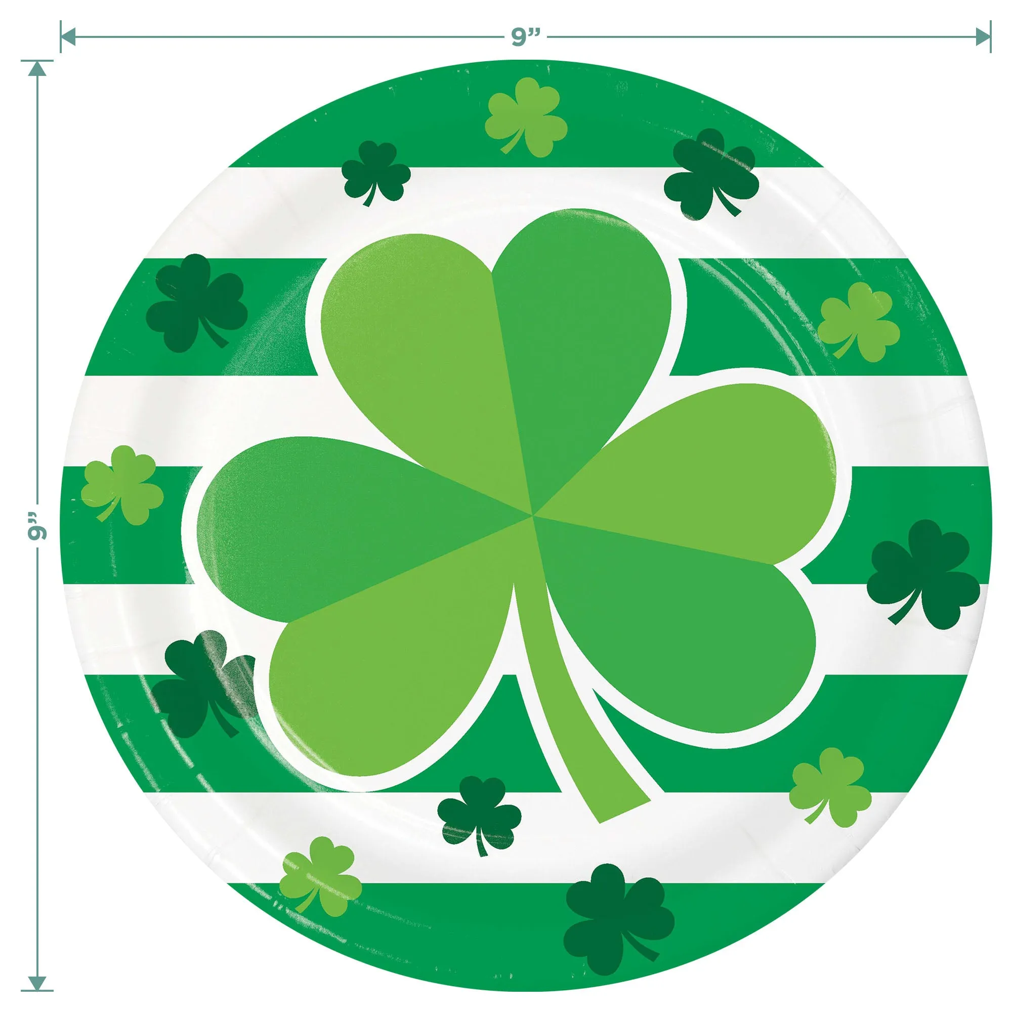St. Patrick's Day Party Supplies - Irish Clover Paper Dinner Plates, Lunch Napkins, and Forks (Serves 16)