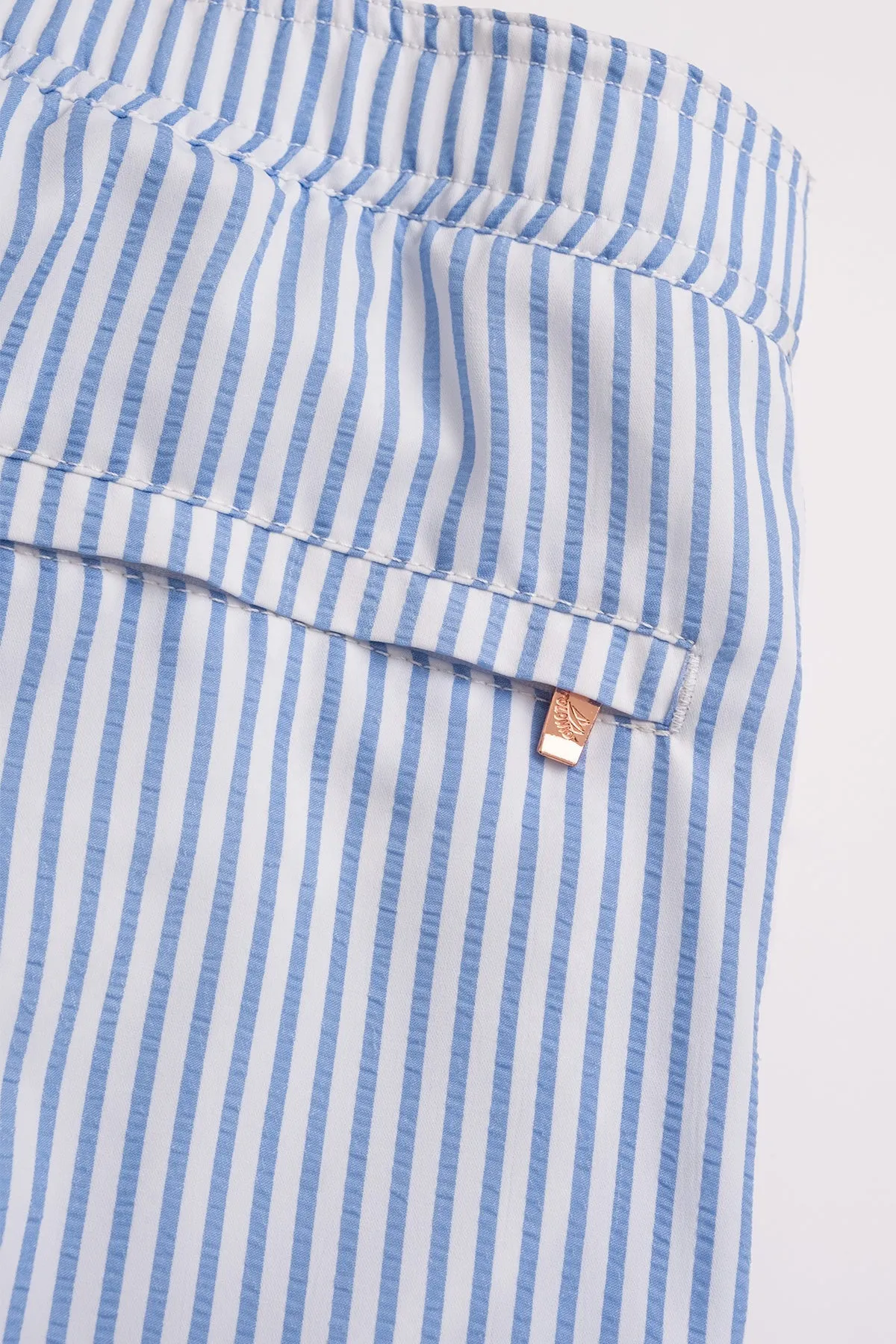 The Josh Swim Trunks in Seersucker Stripe